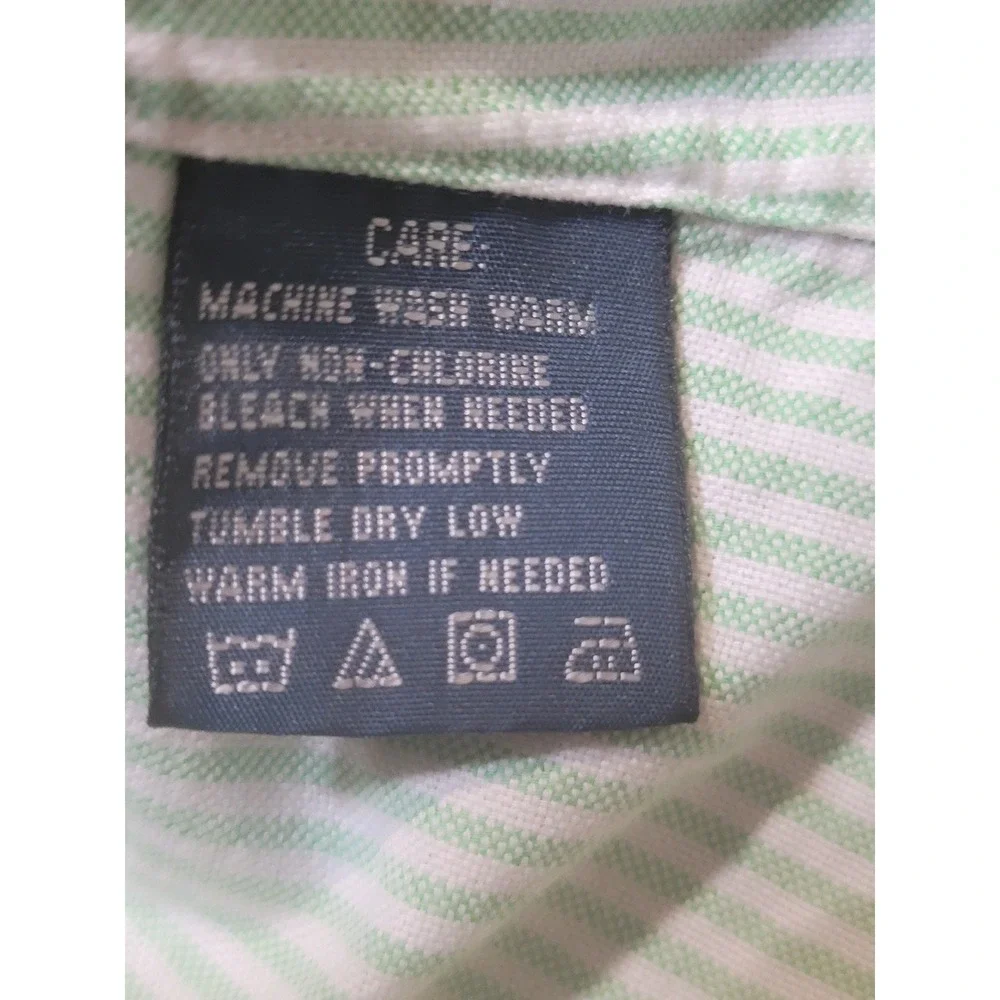 Ralph Lauren Slim Fit Button Down Shirt Green White Stripe Polo Pony Embroidered
